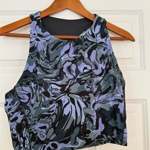 Lululemon Black & purple abstract print crop sports bra #lululemon